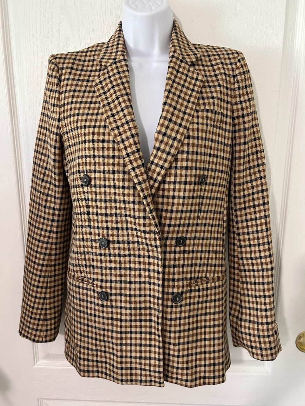 Zara Plaid Check Blazer Brown Black Fall Dark Academia